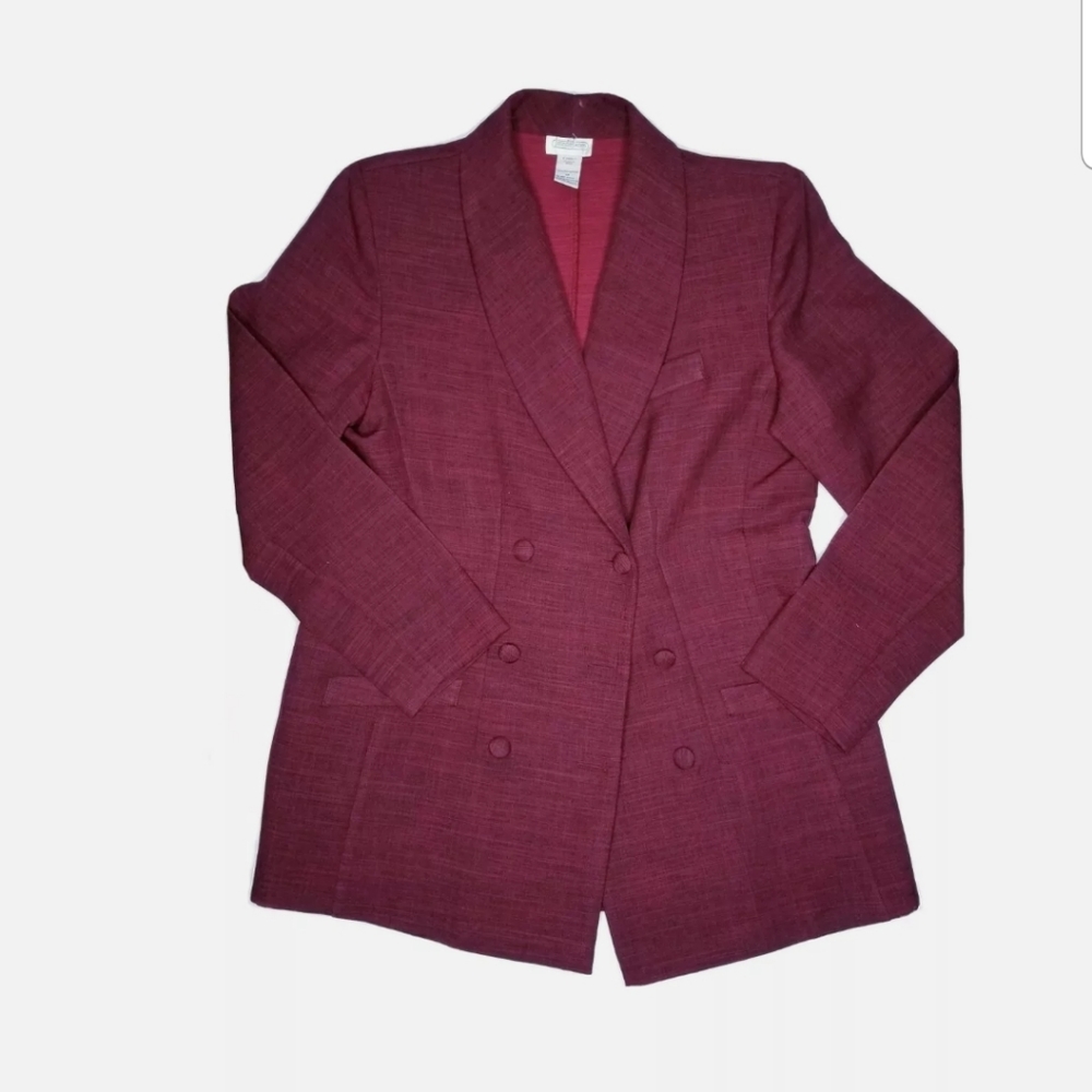 Jennifer James Sz 14 Purple Double Breasted Blazer Jacket Lightweight Structured